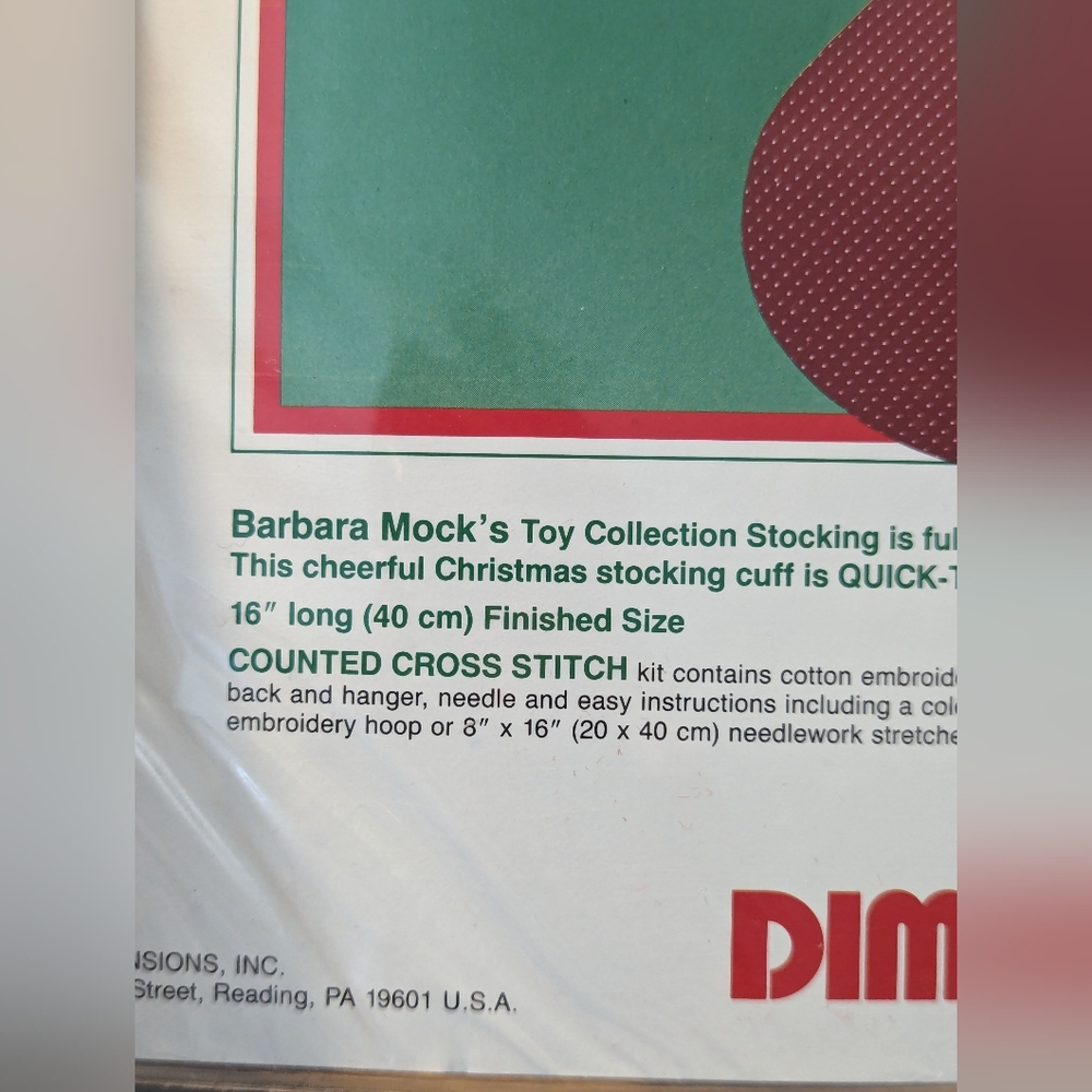 VTG Dimensions Toy Collection Stocking Cross Stitch Kit Size 16 Inch Christmas‎ - Picture 3 of 5